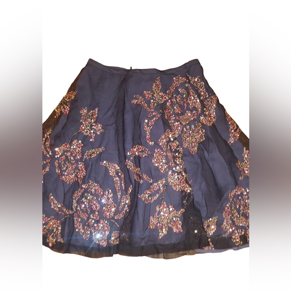 French Connection Tulle Midi Skirt 4 Black holiday party flow sparkly sequin new - Picture 7 of 9